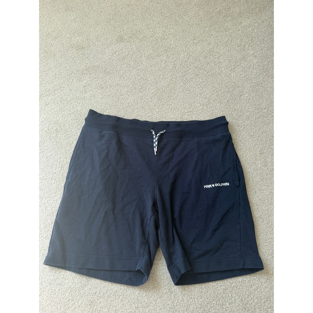 Pink + Dolphin Streetwear Sweat Shorts Size XL Navy Blue Embroidered Logo